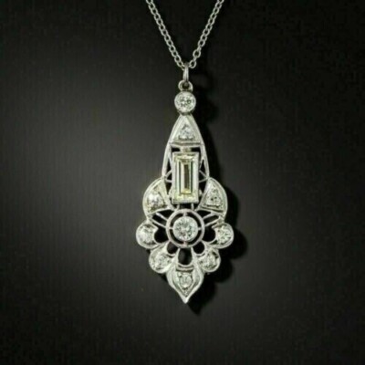 Round Cut Simulated Diamond Women's Gorgeous Fancy Pendant 14k White Gold Plated