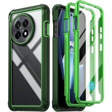 For OnePlus 13R 5G Case 2 Front Frame Built-in Screen Shockproof Cover Green
