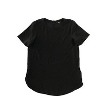Uniqlo Womens Size L Black Crew Neck Short Sleeve Lightweight Tunic Blouse