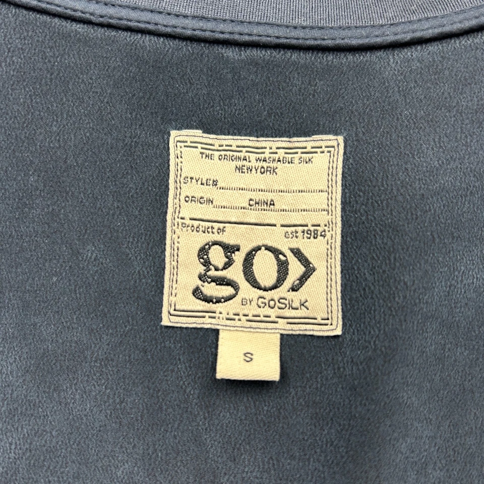 Go By Go шелк 3/4 рукав куртка кардиган верхний женский размер маленький темно-синий - Изображение 3 из 4