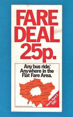London Transport Leaflet - Bus Fare Deal 25p - Anywhere in Flat Fare Area - 1981