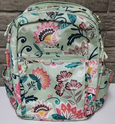 Vera Bradley Lighten Up Grand Laptop Backpack‎ Mint Green Pink Flowers Snail Vera Bradley Lighten Up Grand Laptop Backpack Mint Green  main image 2