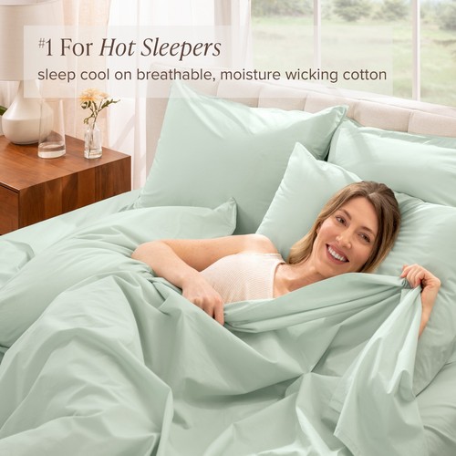 Bare Home 100% Organic Cotton Percale Sheet Set - 300 Thread Count - Lightweight - Picture 80 of 119