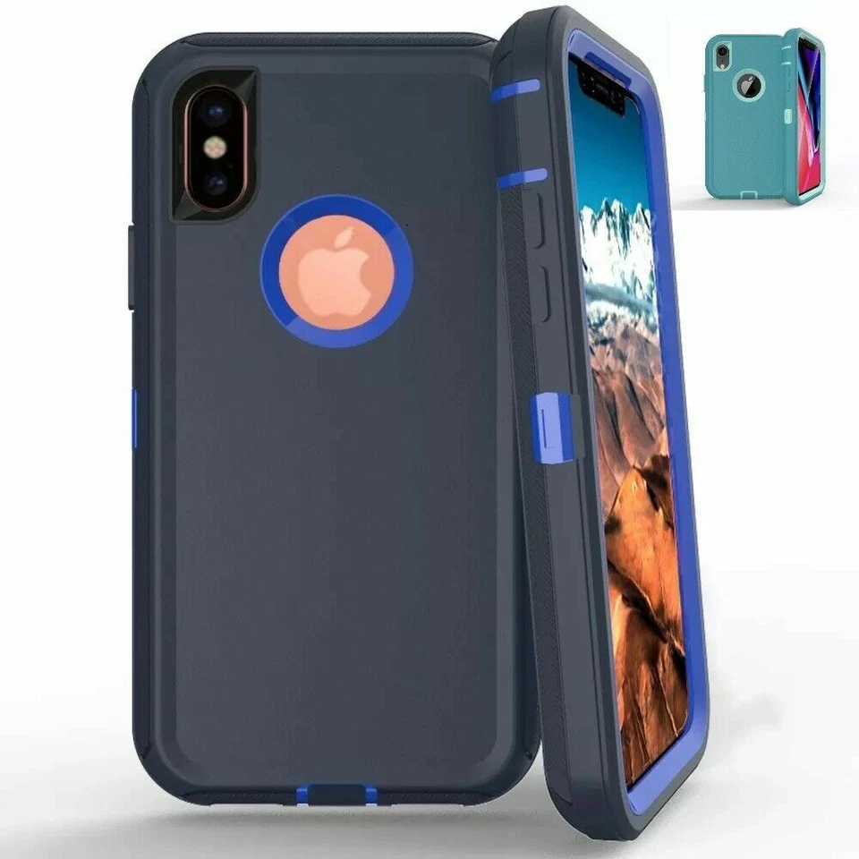 For iPhone XR Super Shockproof Protective Rugged Hard Cover Case Blue & Green US - Image 2 of 4