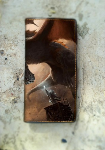Dragon and wizar leather carved wallet,Dragon leather wallet,skull Carved wallet - Picture 2 of 3