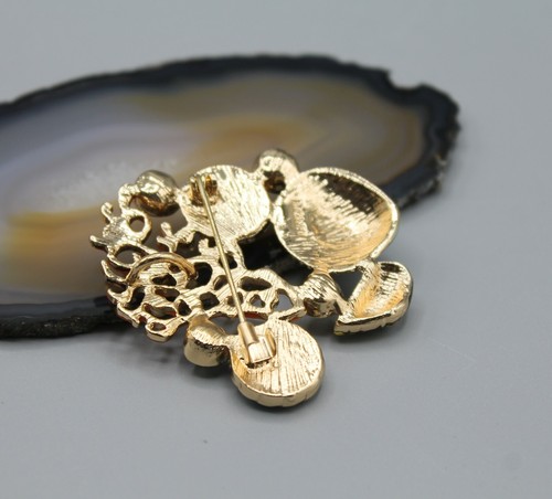 Shell coral pearl pin brooch jewelry fashion water ocean elegant gold tone - Picture 6 of 12