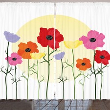 Blume Rustikale Gardine Vibrierende Mohnblumen und Sonne