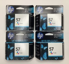 Lot of 4 Sealed Genuine HP 57 Tri-Color Printer Ink Cartridges C6657AN OEM 2011