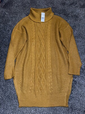 Neu mit Etikett Select Damen Tunika Pullover, Größe XL, gelb, Rollkragen, geteilter Saum, (G33)
