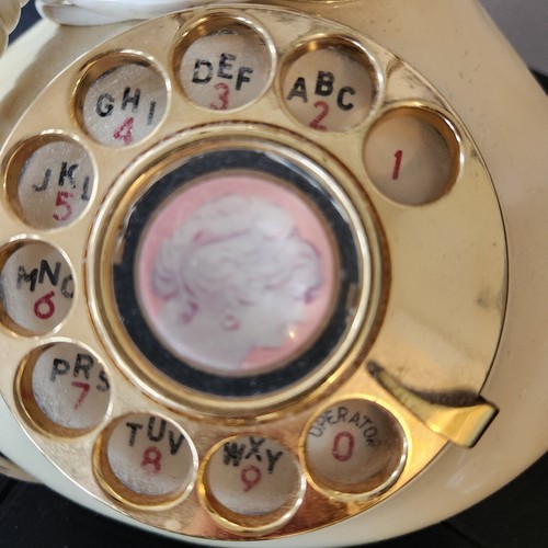 70er Jahre französischer Stil Wählscheibentelefon elfenbein mit Kabeln - funktioniert - Bild 11 von 12