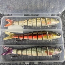 Truscend Jointed 5 1/2” Fishing Lures for Pike Bass Perch Trout 3-Pack NEW