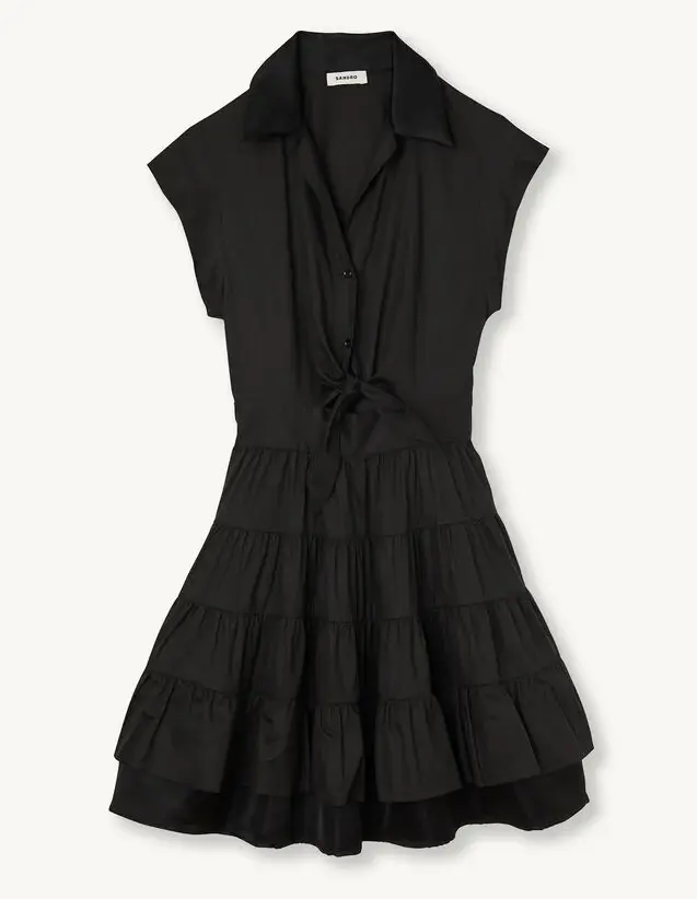 sandro black dress Chloe Floral Knit Short short sleeves and a button fastening.Sandro Womens mini knit dress Sandro Paris Black Structured Buttoned