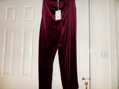 Burgs Malmsmead Wine Velvet Pull on Trousers Size 16 RRP £54.00