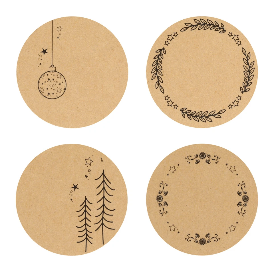 Nordstern Aufkleber Weihnachten 48er Set Kraftpapier Weihnachtssticker Rund - Bild 2 von 4