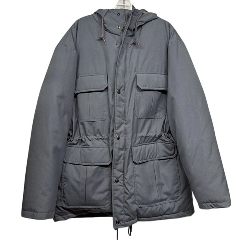 Men's New Turtle Bay Goose Down Up Hood Gray Winter Warm Gorpcore Coat Size XL