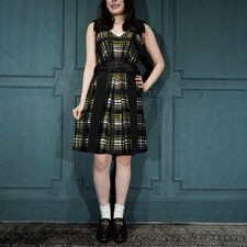 USED PRADA CHECK RIBBON DESIGN SLEEVELESS DRESS GOOD