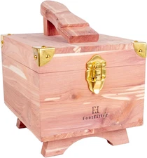 Grand Cedar Shoe Shine Valet Box with Stand, Storage Case for Shoe Shining, Poli