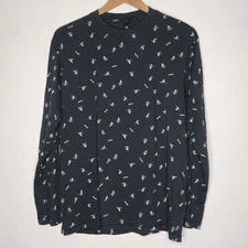 Skims Black Ski Print Pajama Lounge Wear Long Sleeve Top Women's Large L