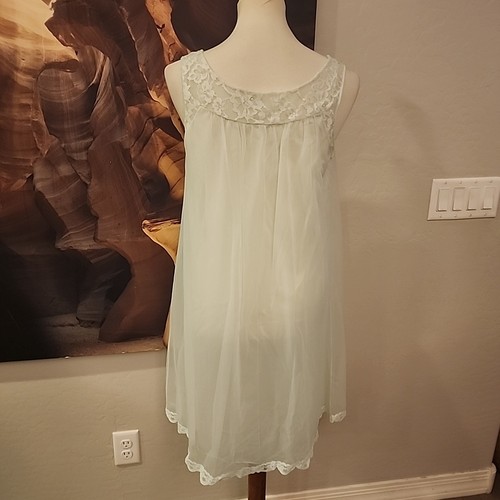 Vintage Vanity Fair Aqua Lace Gown & Robe Set Small Chiffon Sheer - Picture 6 of 12