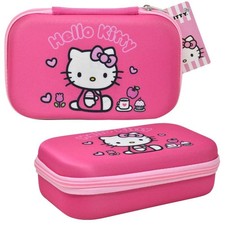 Pencil Case - Hello Kitty  Friends Pink Hard Cover Molded EVA Storage Bag NEW