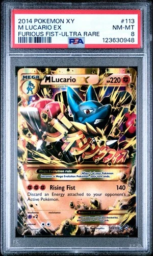 2014 POKEMON XY M LUCARIO EX 113/111 FURIOUS FIST ULTRA RARE PSA 8