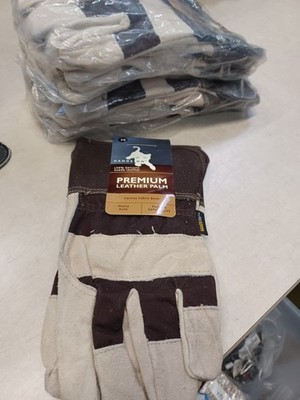 (7 PAIRS) Hands On Leather Palm Glove 100% Cow Split Leather Medium 815716011550