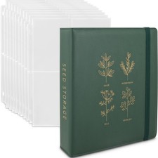 Seed Storage Organizer Binder - Packet 4x5.5 inches pockets , GREEN