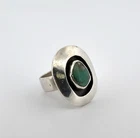 Size: 6.5 Vintage Mexico 925 Sterling Silver Turquoise Ring 9.6g