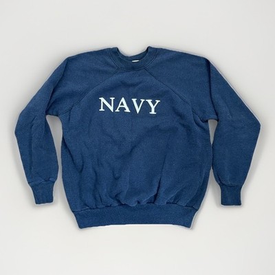 VTG 80s Navy ROTC Sweatshirt Ed White Mens XL Raglan Crewneck Spellout
