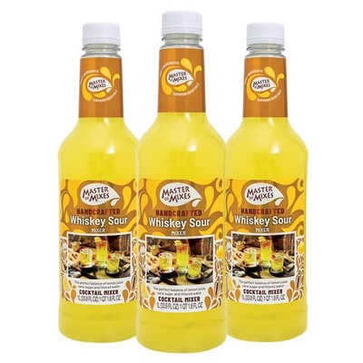 3 Pack Whiskey Sour Drink Mix, 1 Liter Bottle, 33.8 Fl Oz, Ready To Use, Mixer