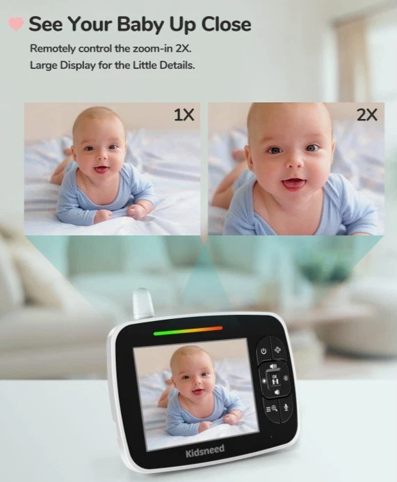 Kidsneed Monitor de Bebé con 2 Cámaras - Monitor de Bebé Video de 3.5 Pulgadas con Control Remoto Foto 2 de 4