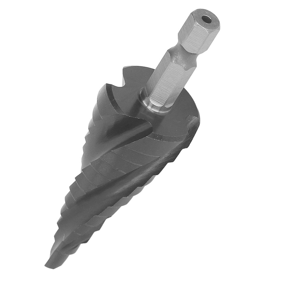 Step Drill Bit 4 Flute 1/4in Hex Shank 12 Step 3/16‑7/8in Spiral Drill ...