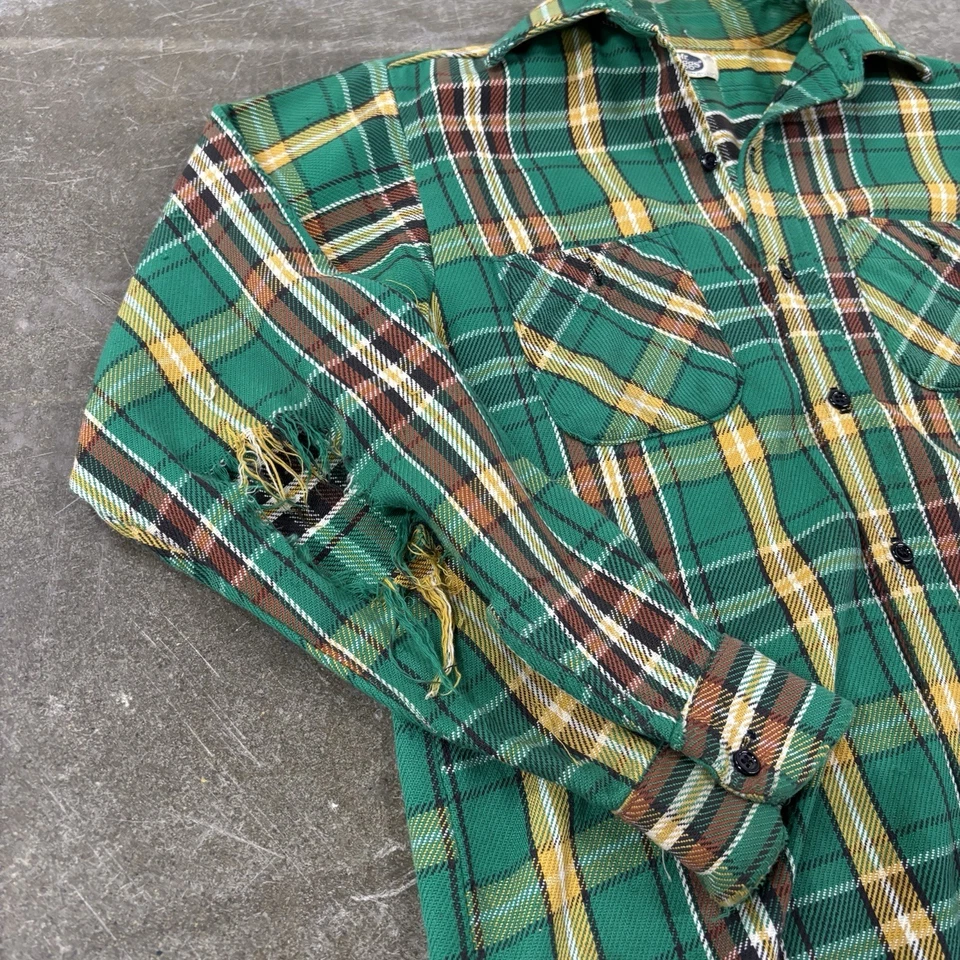 Franela Mr. Leggs vintage de los años 70 100 % algodón con botones talla grande para hombre EE. UU. Foto 4 de 4