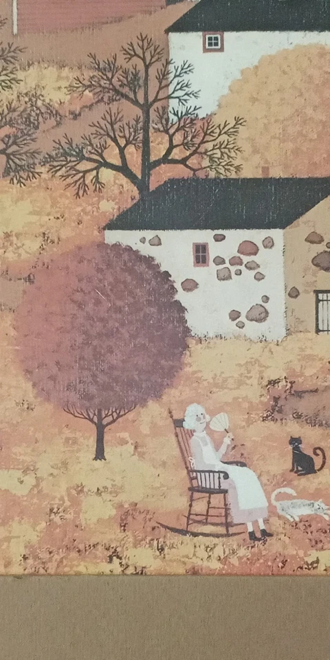 Charles Wysocki Autumn, Bernard Picture Co. Inc 1960's, 26" L x 22" H, RARO, Quatro - Imagem 4 de 4