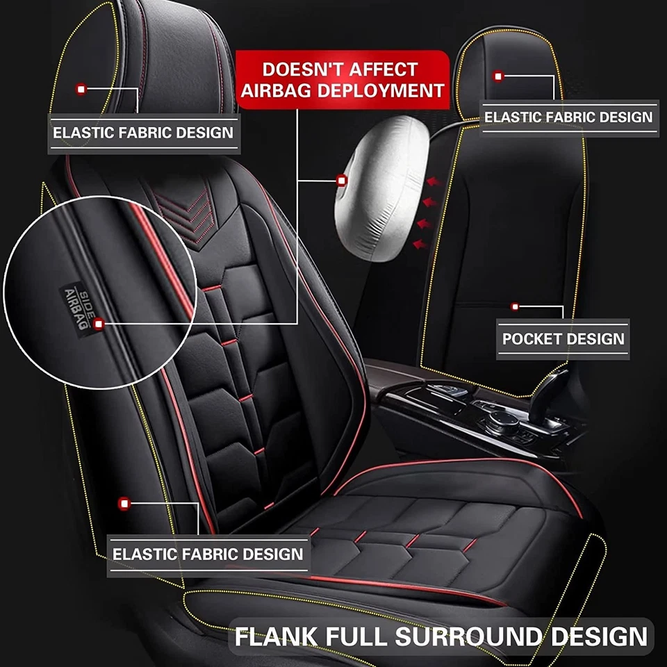 Car 5 Seat Covers Faux Leather Front Rear Seat Pad For Hyundai Tucson 2010-2026 Foto 3 de 4