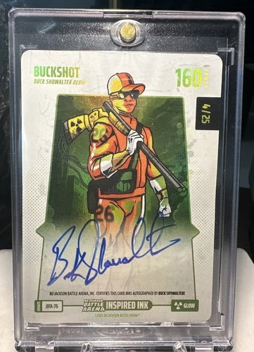 Bo Jackson Battle Arena BUCKSHOT AUTO BUCK SHOWALTER Debut Auto 4/25 Glow BFA-76