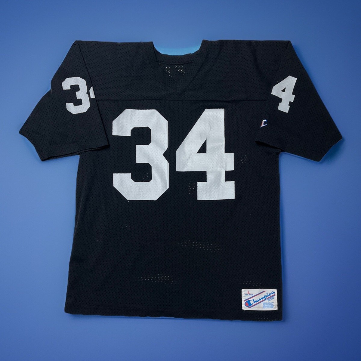 Vintage 80's Raiders Bo Jackson #34 Champion Black Jersey