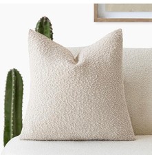Textured Boucle Throw Pillow Covers Accent Solid Pillow Cases 24x24 1 PK