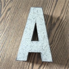 Gray Galvanized Metal Wall Letter A Nursery Decor Numbers  Letters Theme