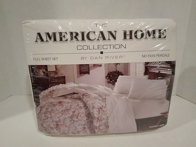 American Home Collection by Dan River Full Size Sheet Set Louisa Lace White