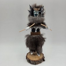 Vintage 8 1/2" Native American Kachina Doll Removable Mask Crow Mother by Elton