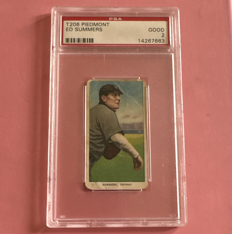 VINTAGE: PSA 2 T206 Piedmont 350 Ed Summers Detroit Pre-War Tobacco Card