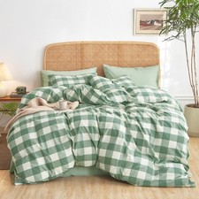 - Gingham Cotton Duvet Cover Set, Plaid Buffalo Check Checkered Farmhouse, 10...