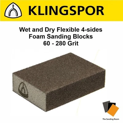 KLINGSPOR Sanding Block Pad Wet and Dry Abrasive Block Polishing Foam Sponge Pad