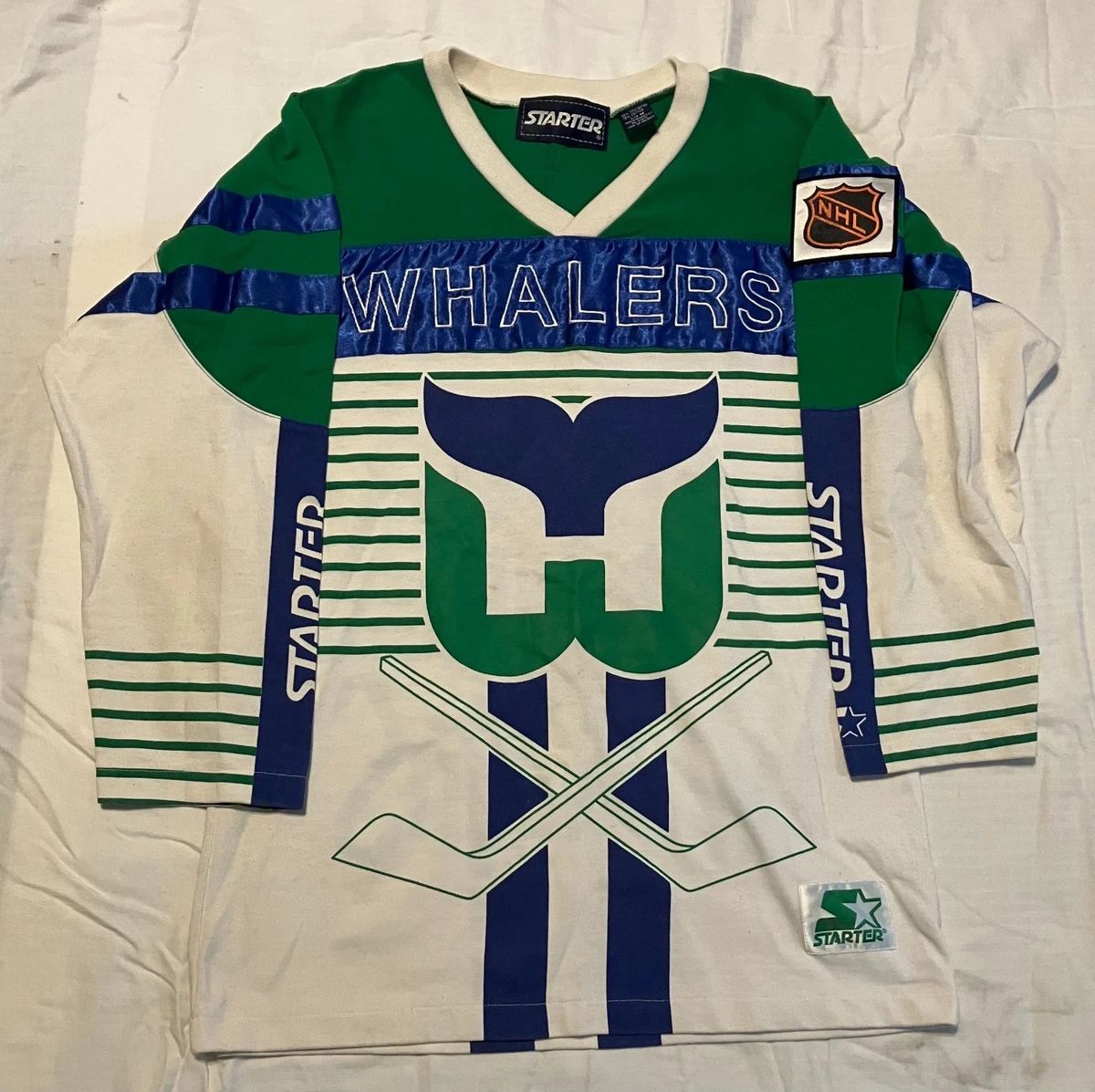 T-shirt Unisexe Vintage Hartford Whalers - Logo Hockey Rétro - Couleur Heather Blue - Neuf Avec étiquettes