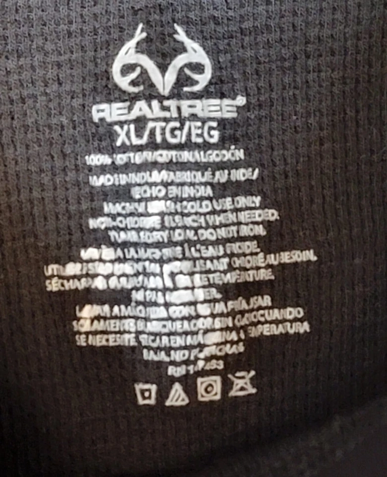 Realtree Black Thermal Long Sleeve Shirt Crew Neck Boys XL - Image 3 of 4