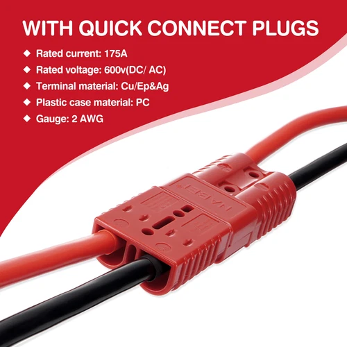 24FT Quick Disconnect Winch Power Cable, 2 Gauge 2 AWG Wiring For Winch Trailer - Picture 4 of 22