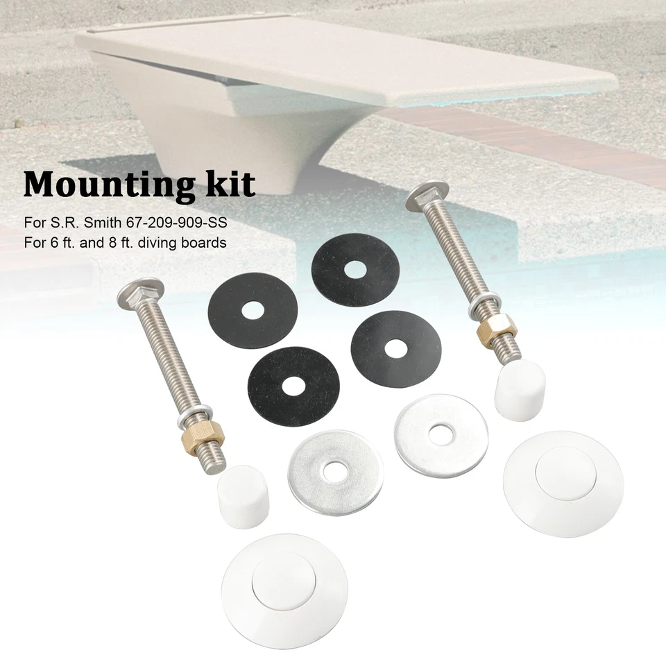 White Diving Board Mount kit 67-209-909-SS 5-1/2"Bolts 1-1/4&2"f/w - Image 2 of 4
