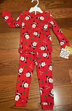 NWT Toddler Little Me Red Christmas Santa Print Long Sleeve Pajama Set 24M