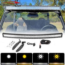 Roof 42'' 4 Modes White & Amber Curved LED Light Bar for Polaris General XP 1000